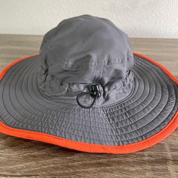 Vintage The Game MD Gray Orange Wide Brim Sun Hat Adjustable Chin Strap One Size - Picture 8 of 8